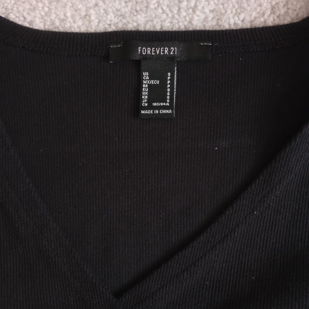 Black Ribbed Wrap Top - Picture 2 of 2